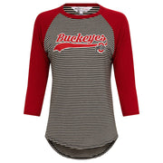Ladies Ohio State Buckeyes Leah Baseball 3/4 Sleeve Shirt