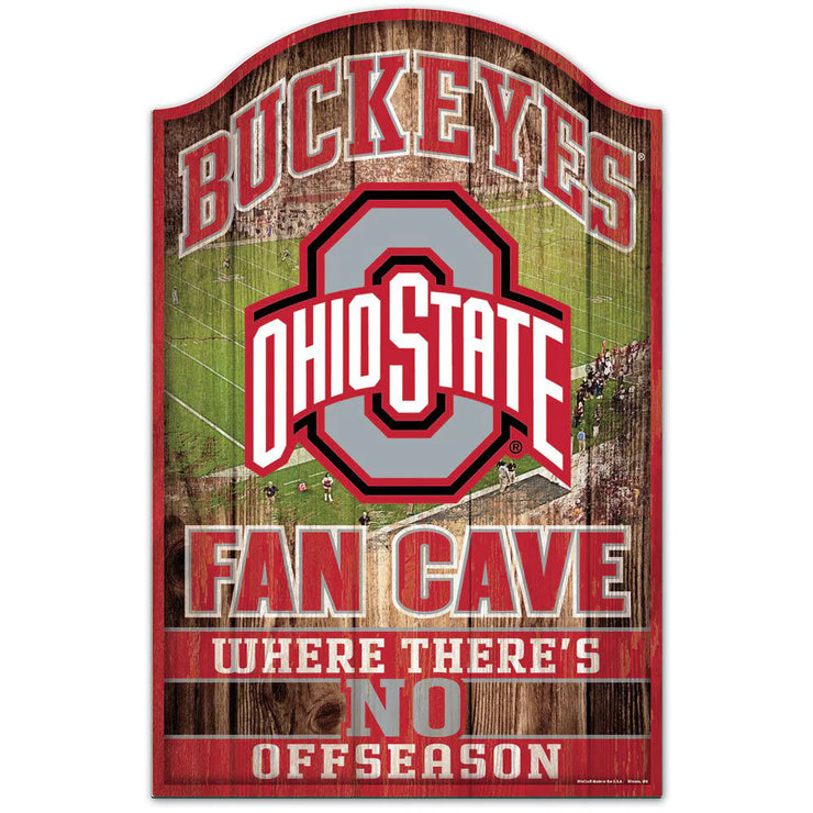 Ohio State Buckeyes Fan Cave Wood Sign 11"X17"