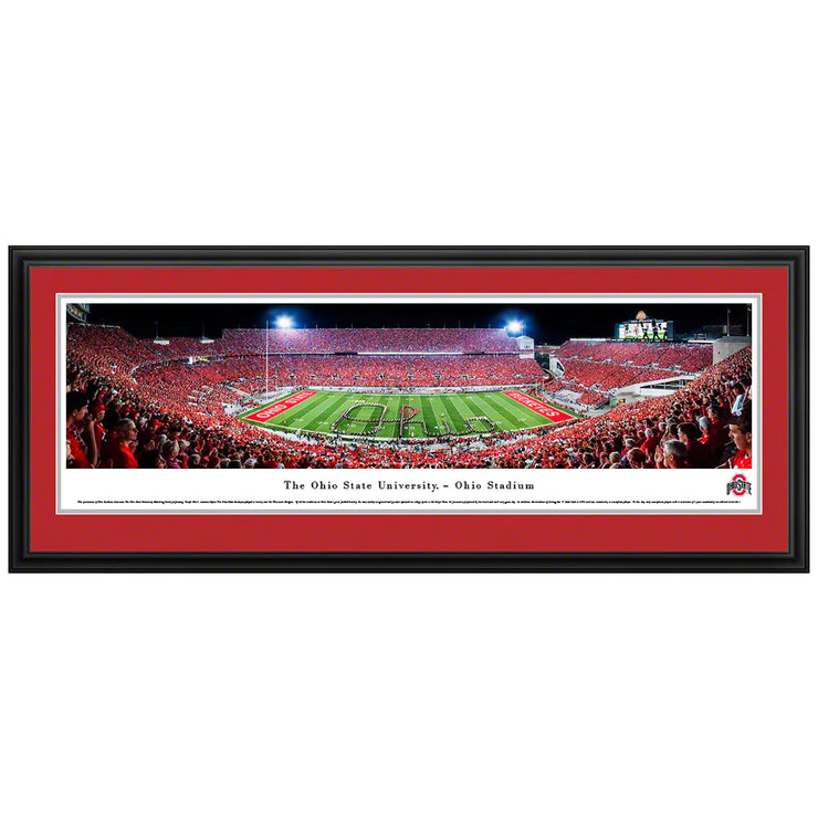 Ohio State "Script Ohio" at Ohio Stadium Deluxe Framed Panorama